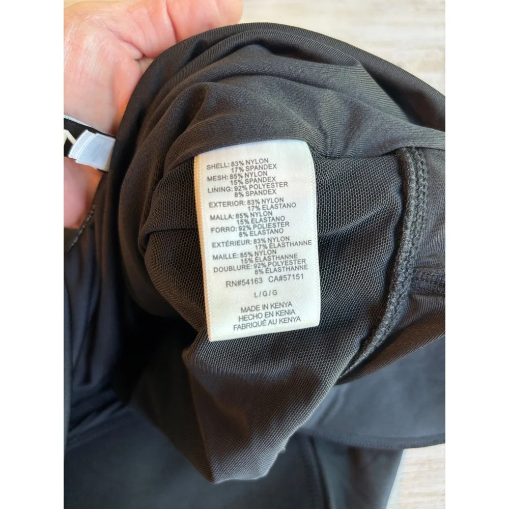 NWT DKNY One Piece Swimsuit Women Large Black Ruched Wrap Front Tummy Control - Picture 7 of 7